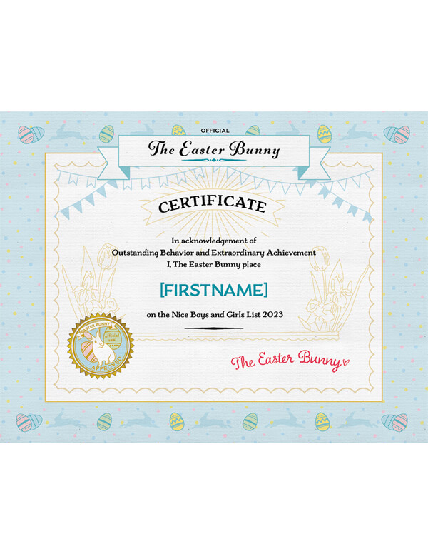 Easter Nice List Certificate